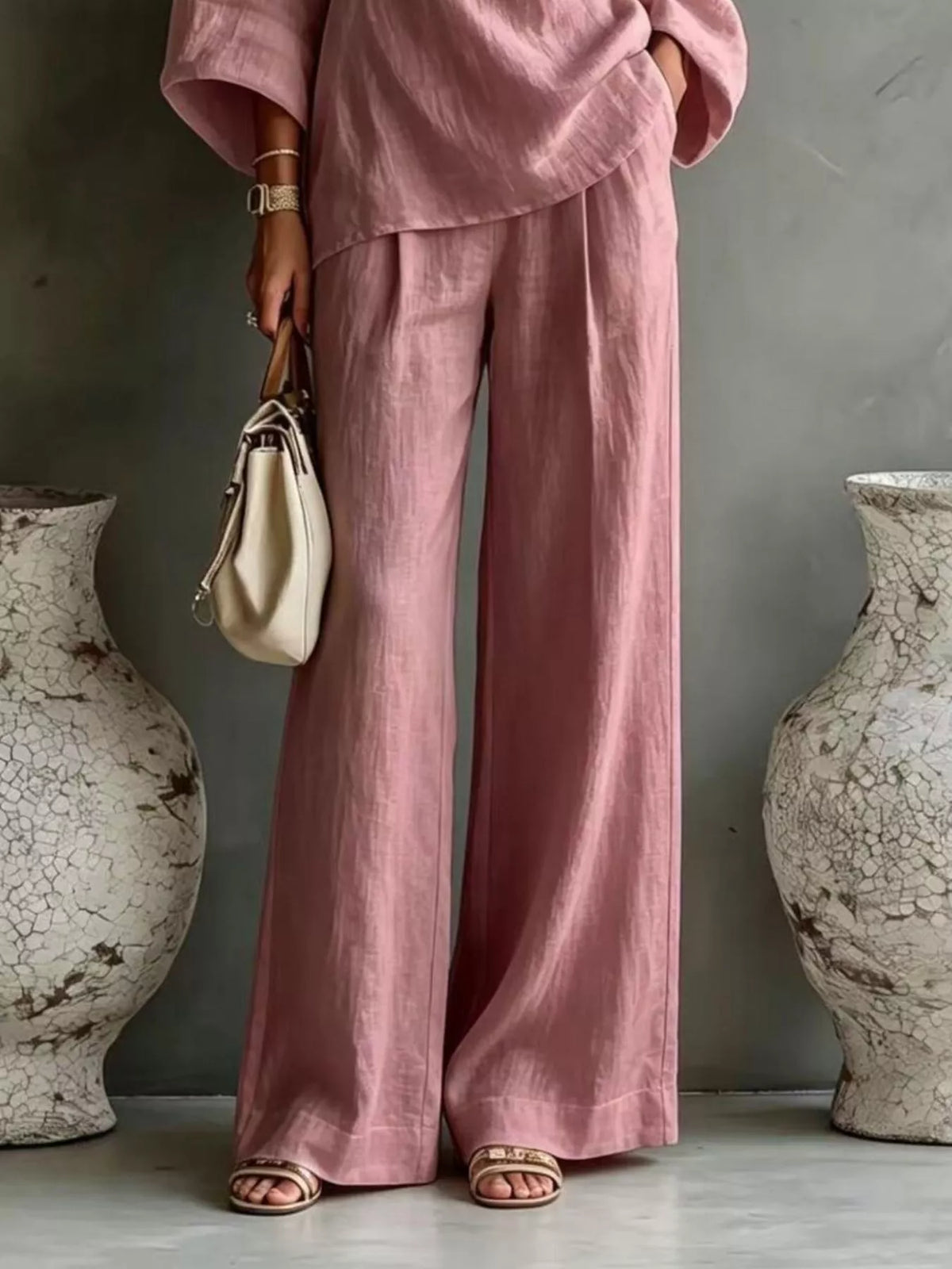 One Shoulder Top Wide Leg Pants Set (12)
