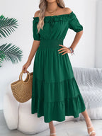 Smocked Off-shoulder Tiered Dress (8)
