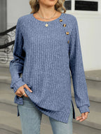 Round Neck Knit Button Top (13)