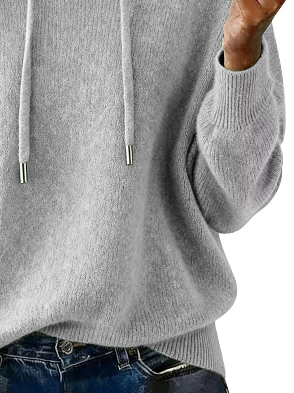 Drawstring Long Sleeve Hooded Sweater (6)