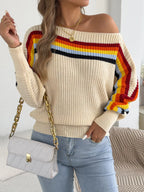Striped Knit Boat Neck Sweater (2)
