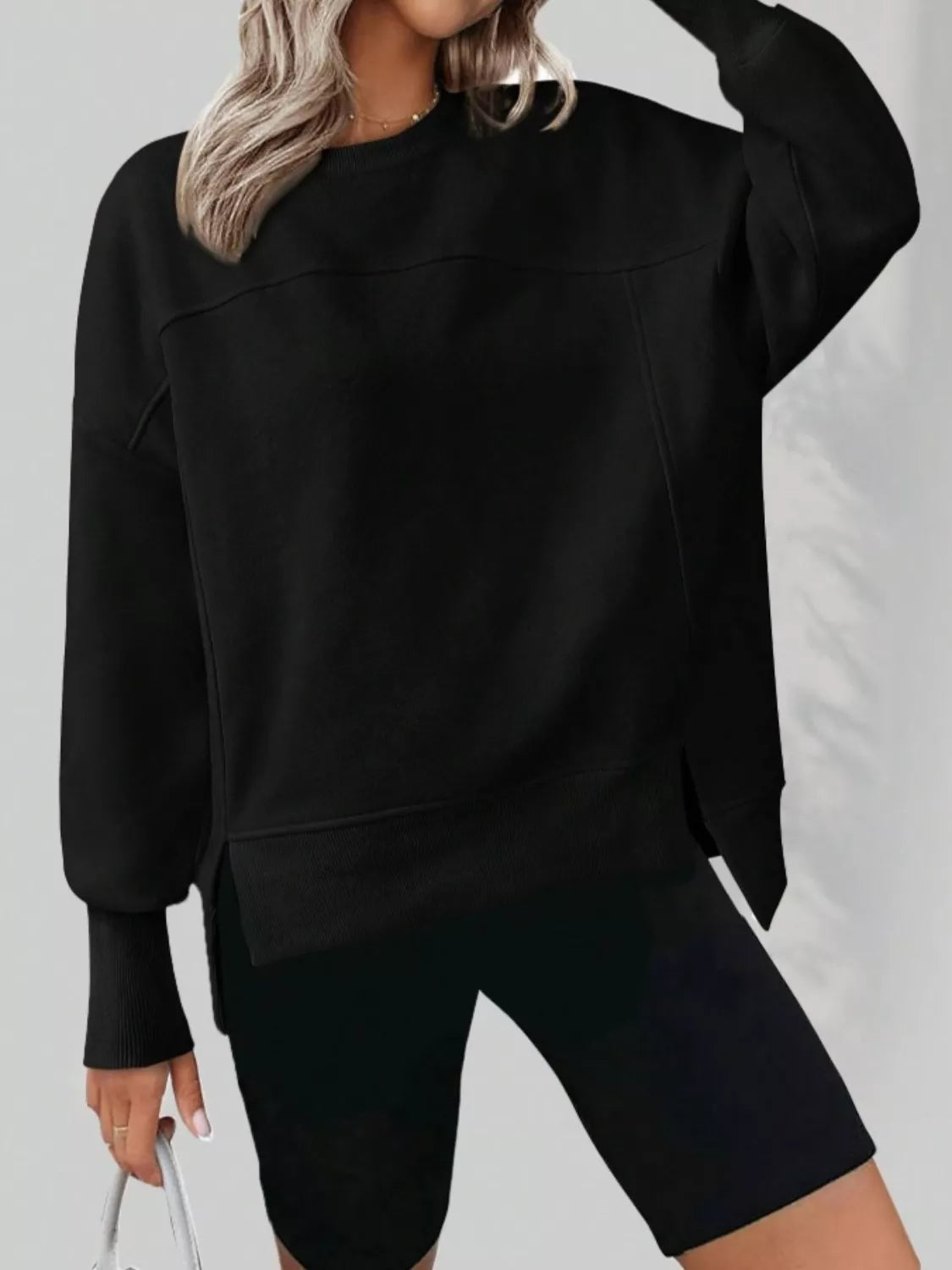 Casual Loose Side Slit Sweatshirt (23)