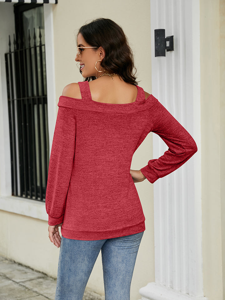 Cold Shoulder Cutout Square Neck Blouse (9)