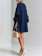 3d Floral 3/4 Sleeve Mini Dress (23)