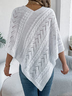 Cable-knit Openwork Three-quarter Sleeve Sweater (3)