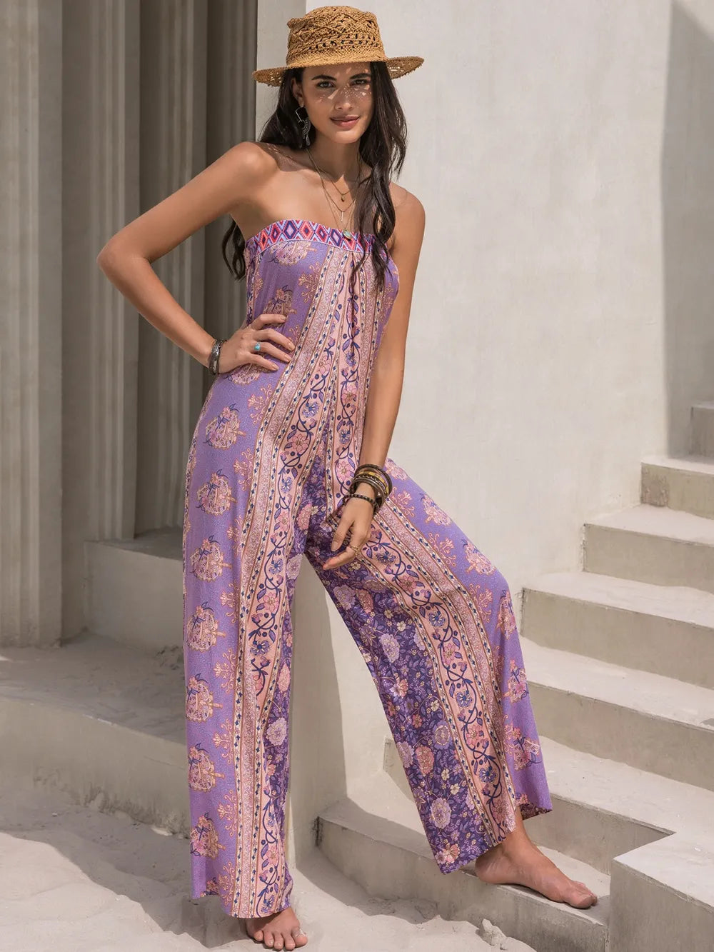 Tied Printed Tube Wide Leg Jumpsuit (4)