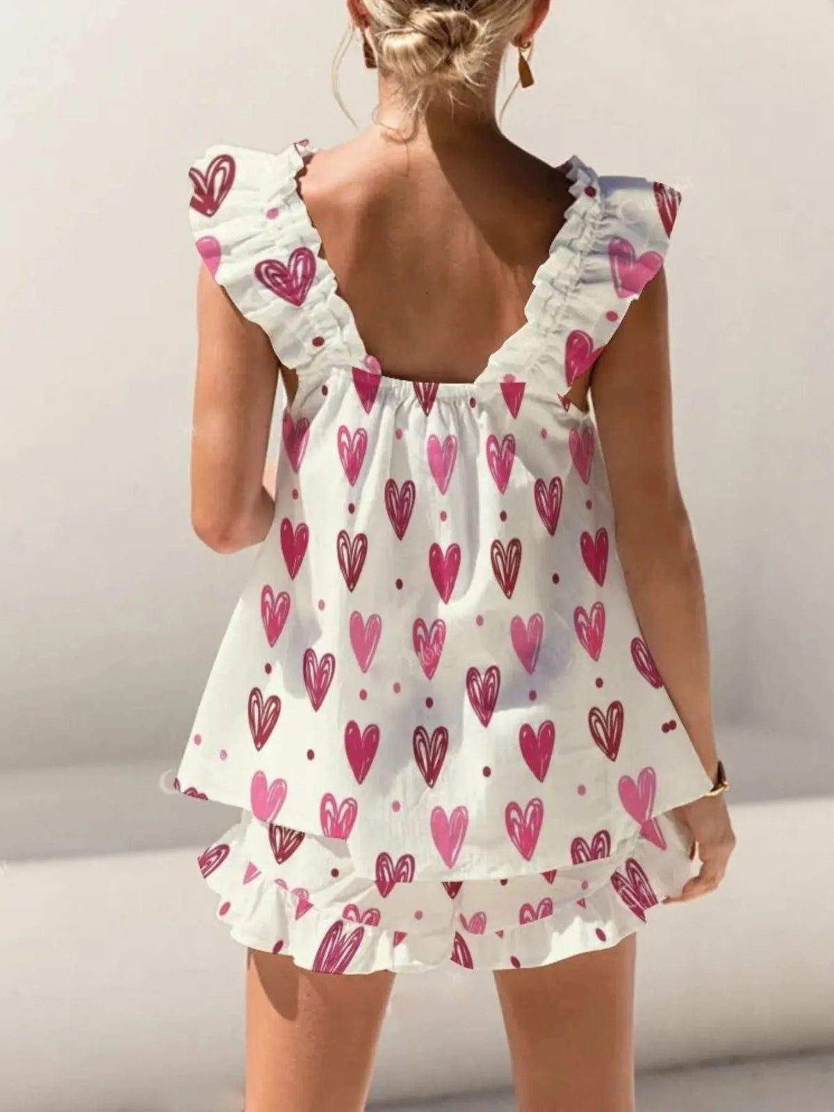 Ruffled Striped Tank Shorts Set (6)