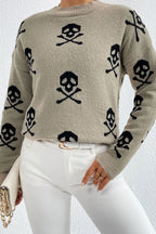 Graphic Mock Neck Dropped Shoulder Sweater (7)