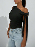 One-shoulder Tie Detail Top (3)