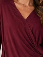 Long Sleeve Wrap T-shirt Side Knot Detail (17)