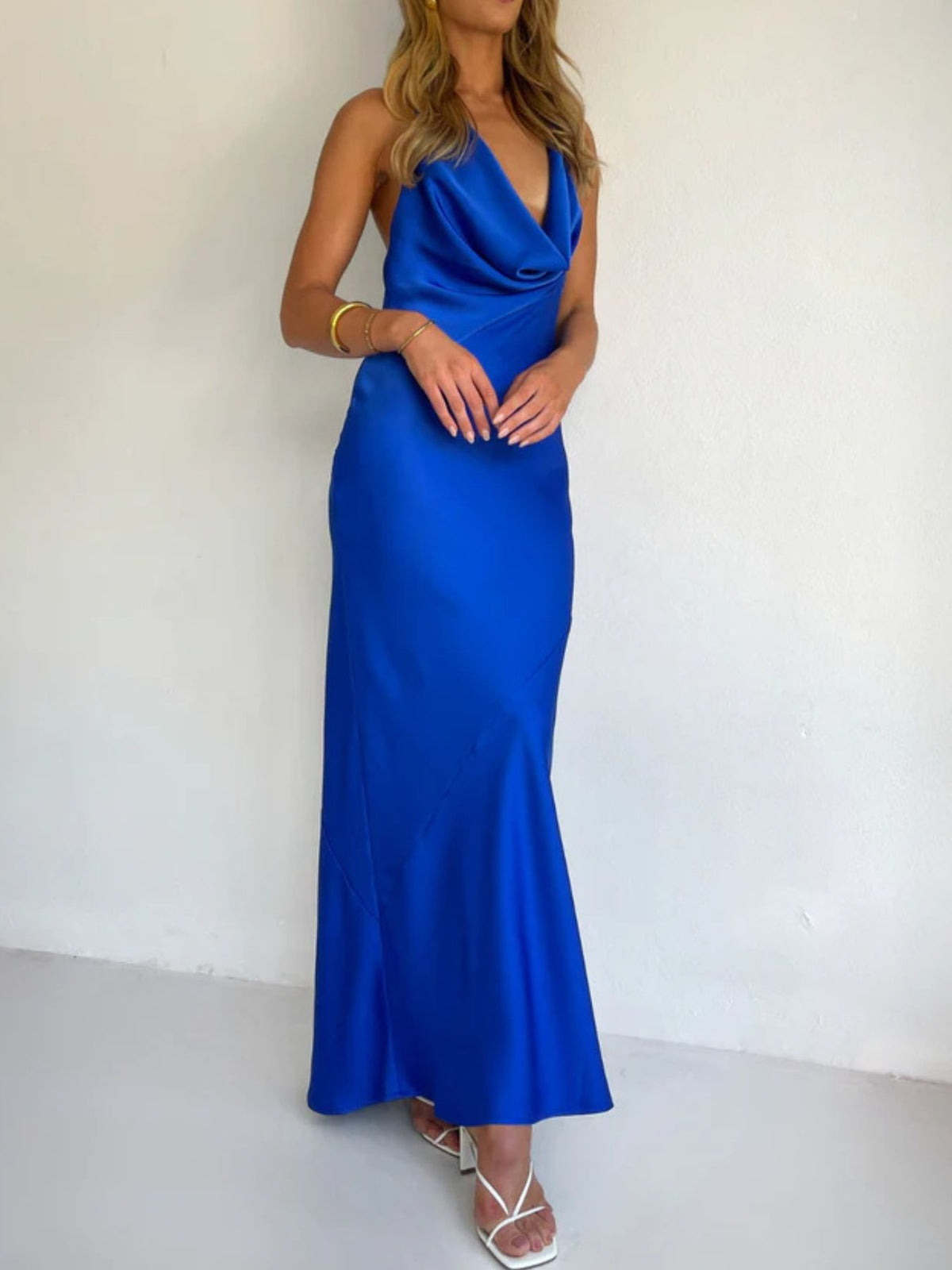 Halter Neck Satin Maxi Dress (6)