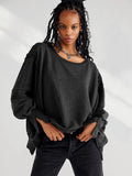 Slit Round Neck Dropped Shoulder T-shirt