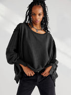 Slit Round Neck Dropped Shoulder T-shirt