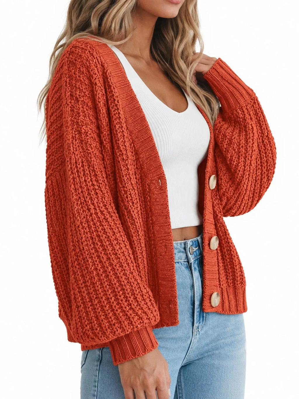 Full Size Chunky Knit Button-down Cardigan Plus (11)