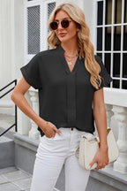 Notched Short Sleeve Blouse (10)