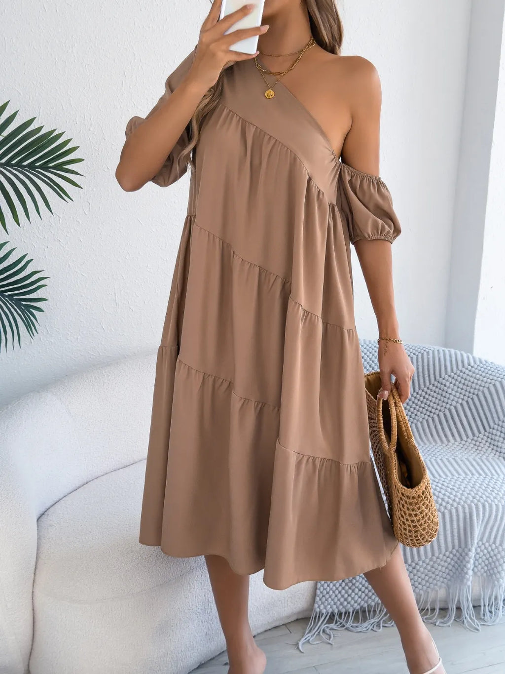 Single Shoulder Tiered Dress (10)