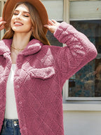 Texture Button Up Dropped Shoulder Coat (7)