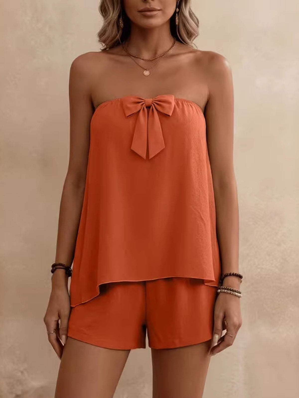 Bowknot Tube Top Shorts Set (7)