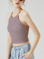 Grecian Neck Cropped Tank Chest Pads (19)
