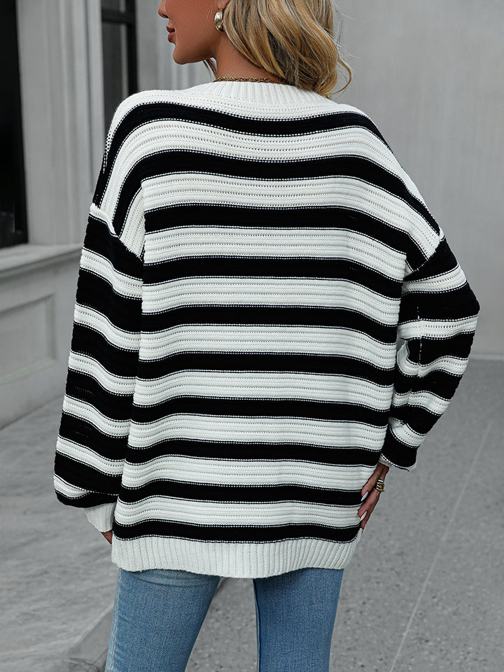 Striped Dropped Shoulder Sweater (6)