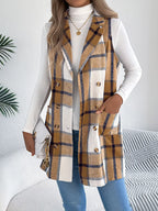 Plaid Double-breasted Vest Coat (2)