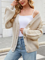 Cable Knit Button-up Cardigan (4)