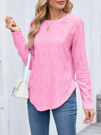 Openwork Textured Long Sleeve Top (26)