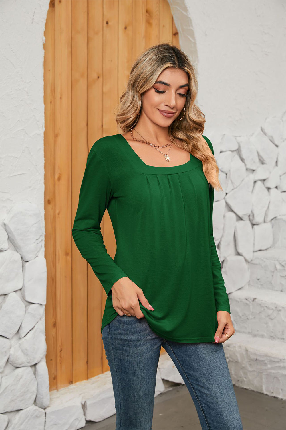 Square Neck Long Sleeve T-shirt (16)