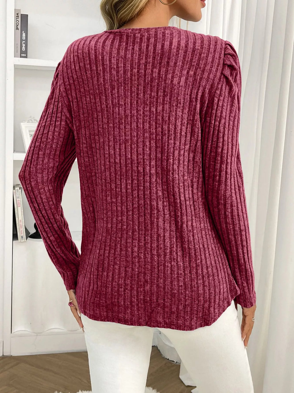 Round Neck Puff Sleeve T-shirt (7)