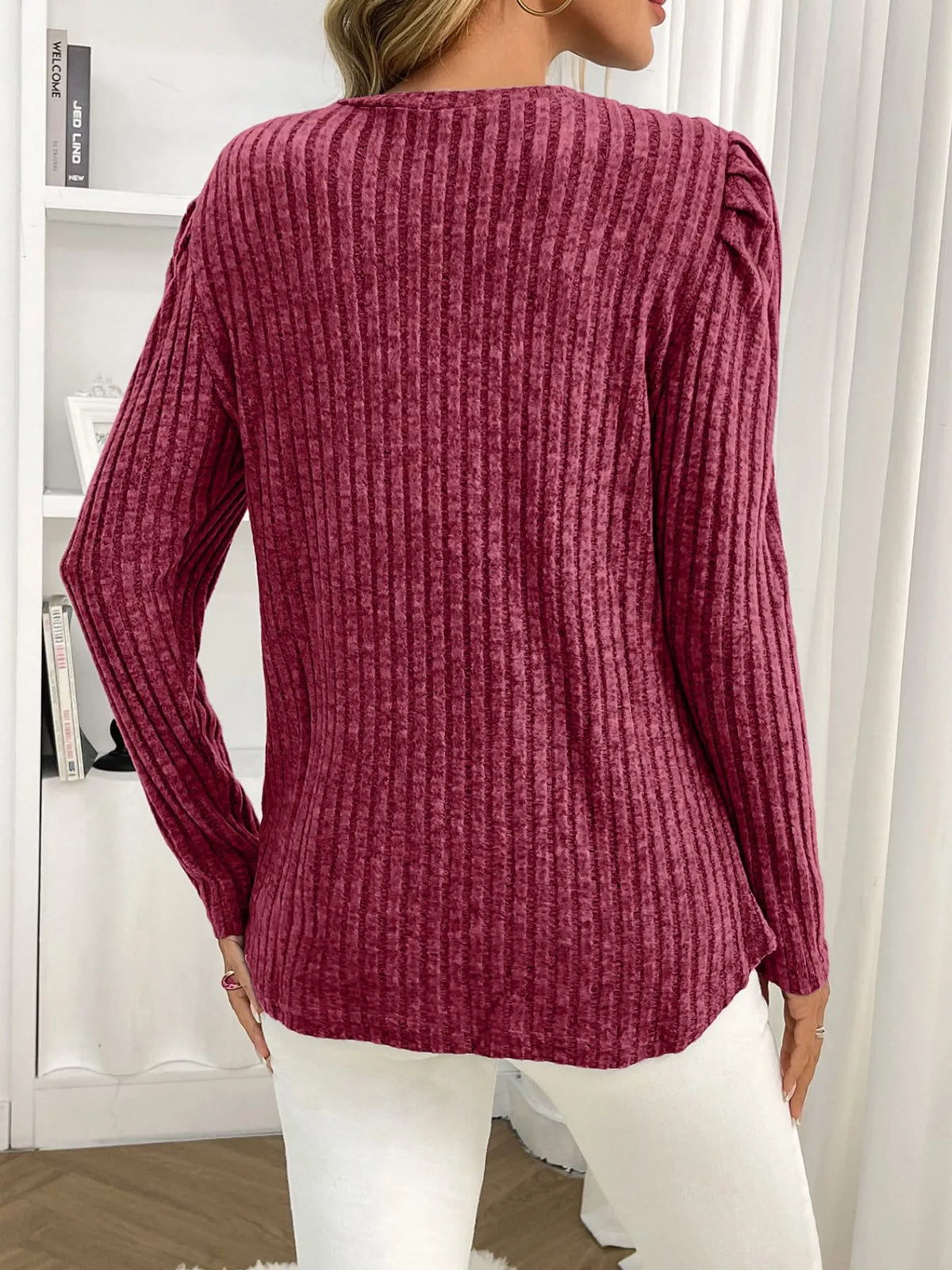 Round Neck Puff Sleeve T-shirt (7)