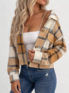 Plaid Button-front Cropped Jacket (15)