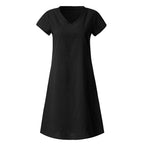 Print Short-sleeved V-neck Mid-length Dress photo 4