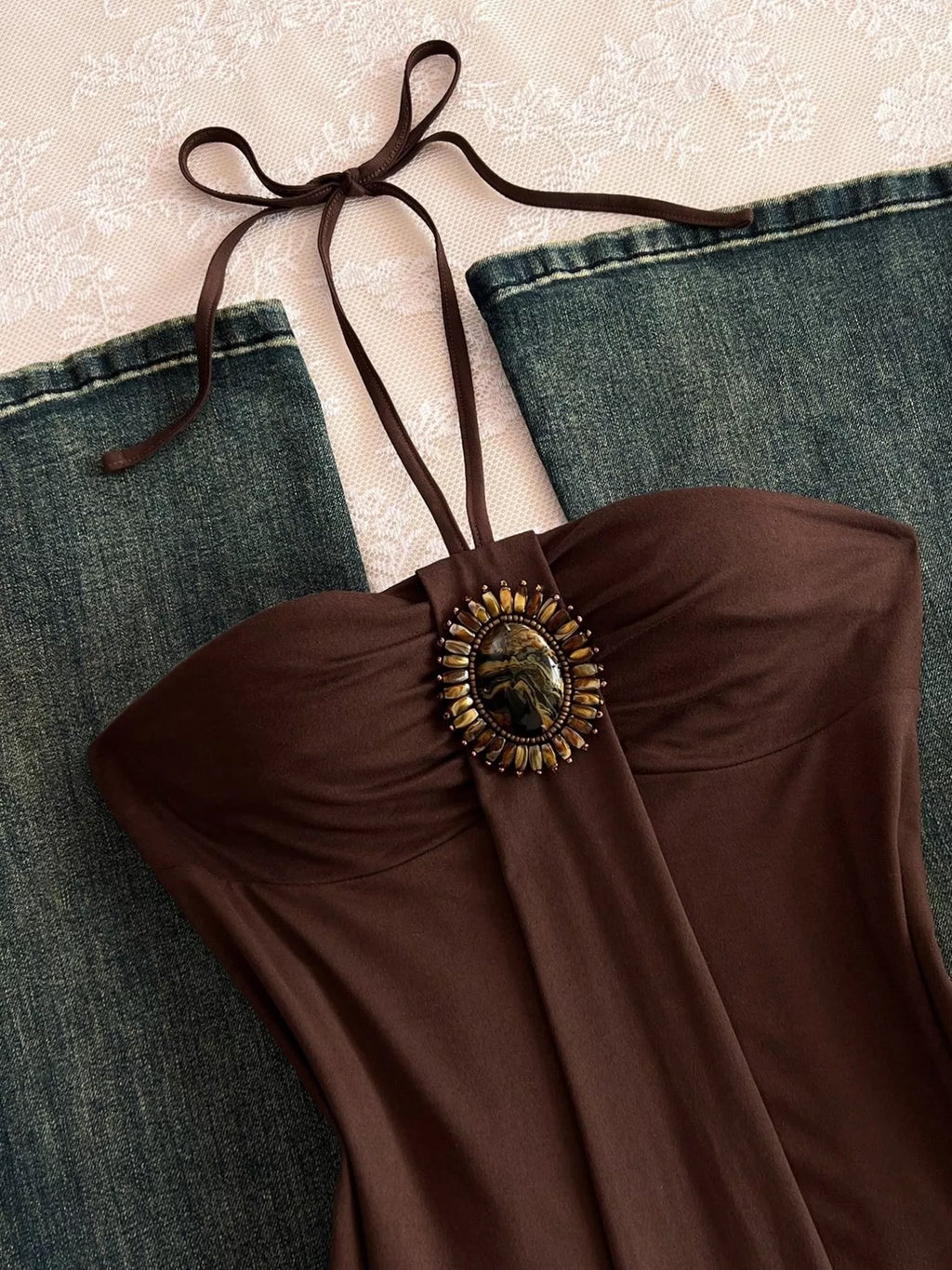 Embellished Front Halter Neck Cami (10)