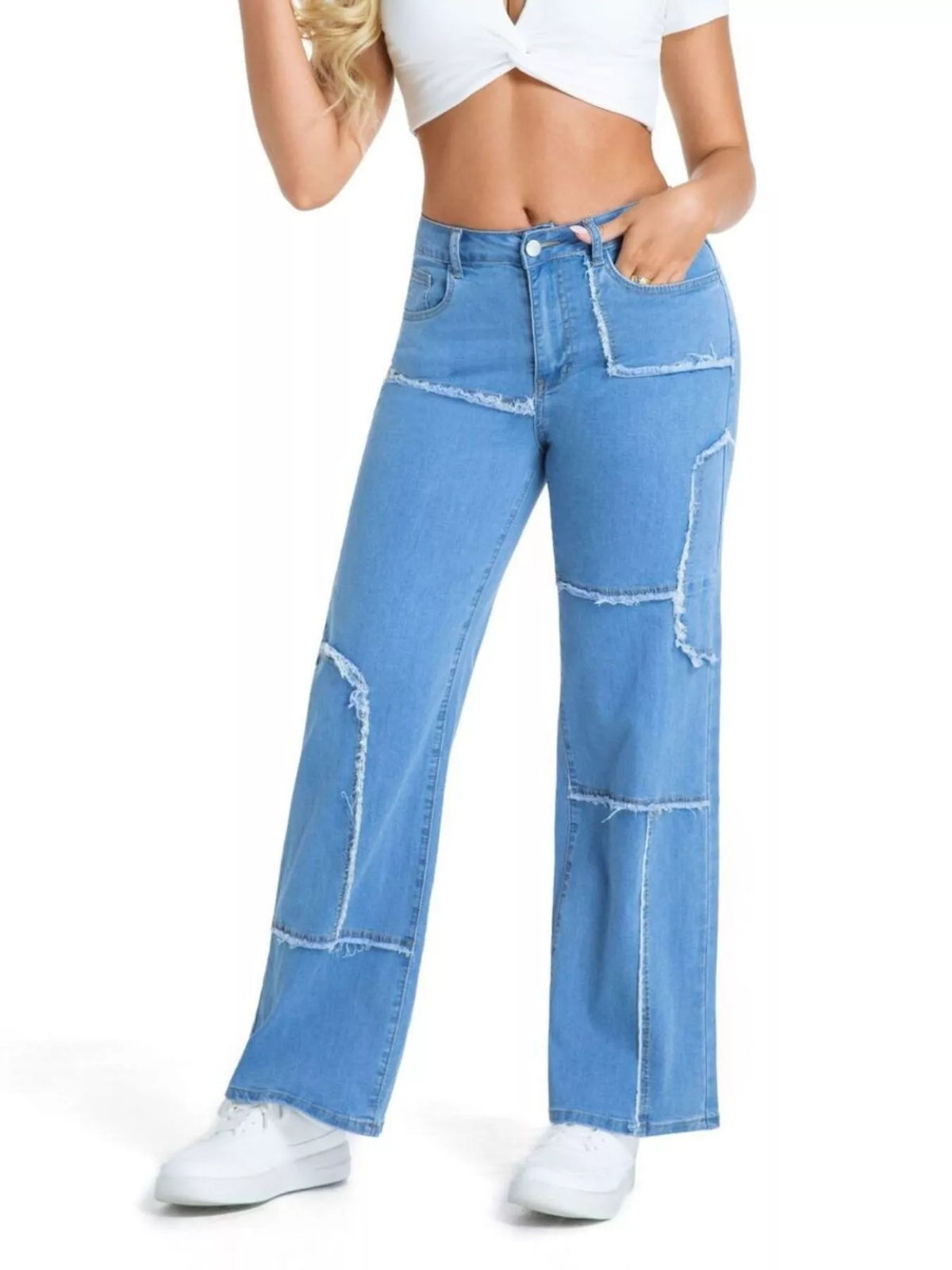 Frayed Edge Straight Leg Jeans (2)
