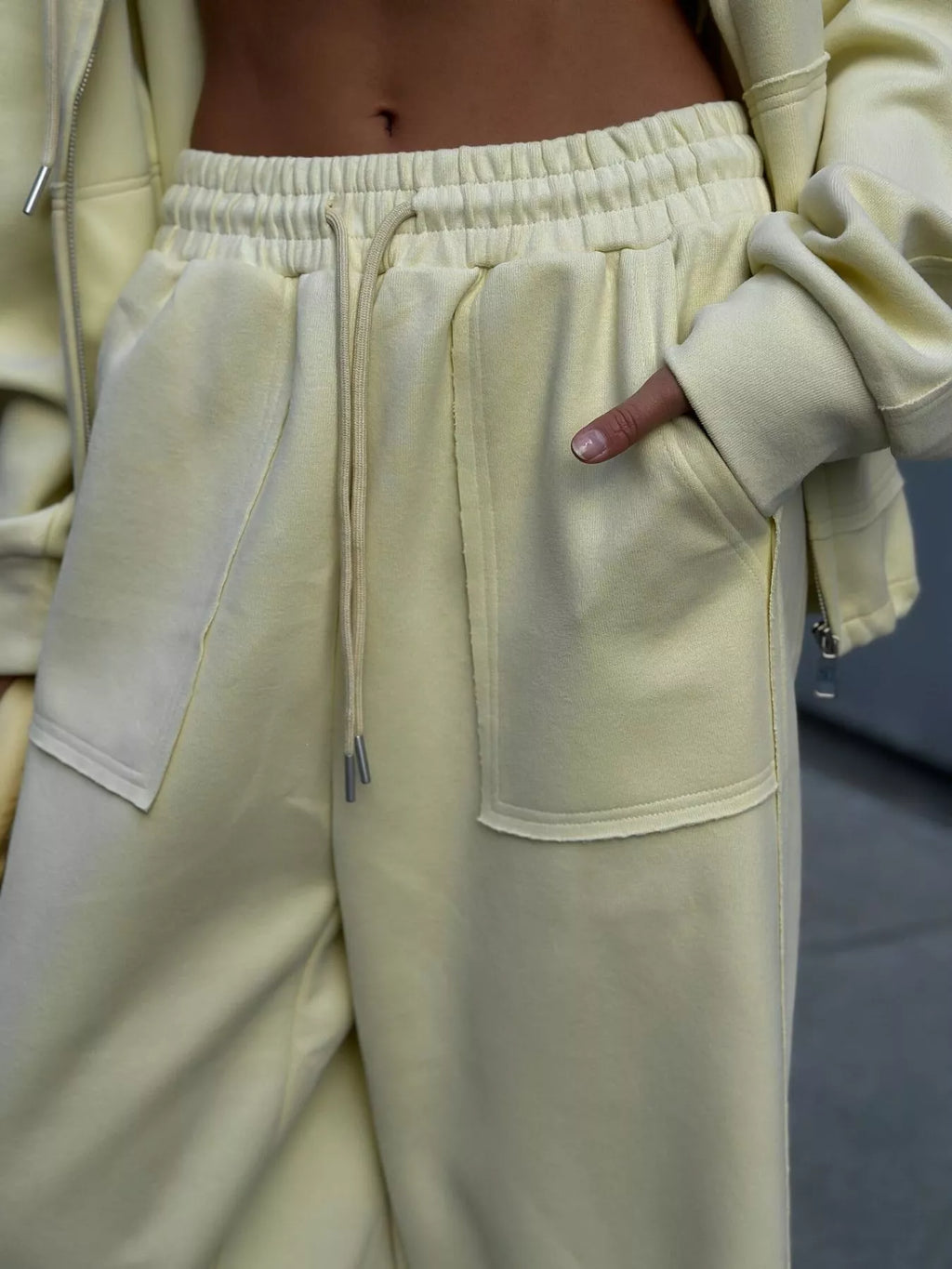 Oversized Zip-up Hoodie Wide-leg Pants Set (28)