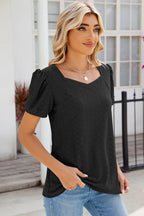 Eyelet Puff Sleeve T-shirt (19)