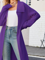 Full Size Collared Open Front Duster Cardigan (9)