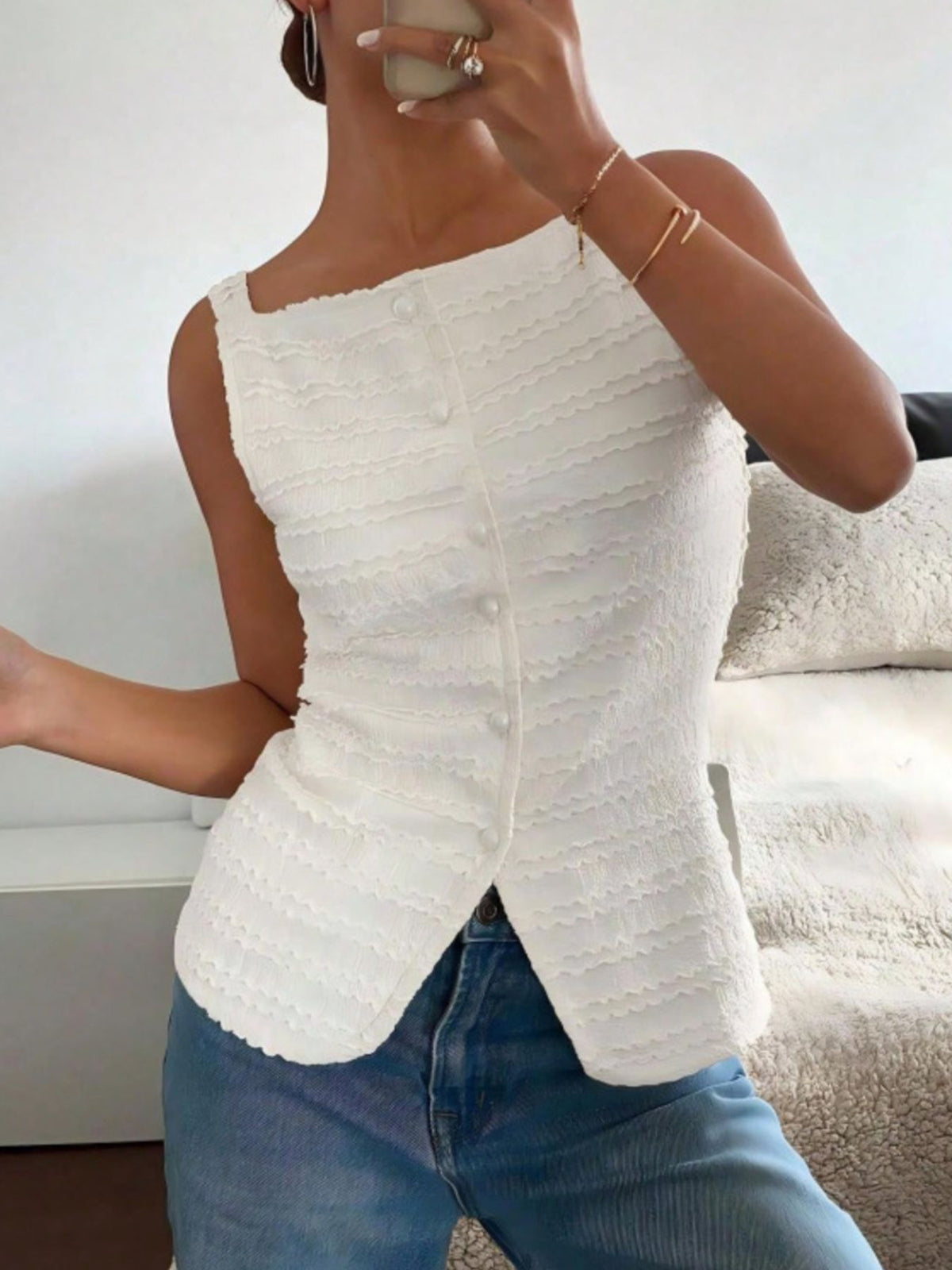 Textured Button-front Tank (8)