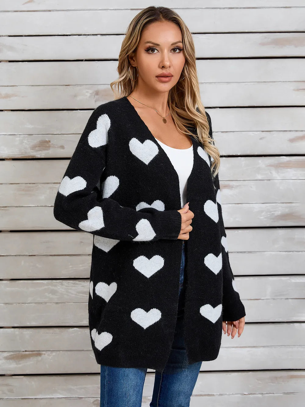 Heart Open Front Long Sleeve Cardigan (12)