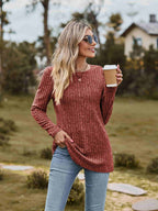 Ribbed Round Neck Long Sleeve Tee (6)