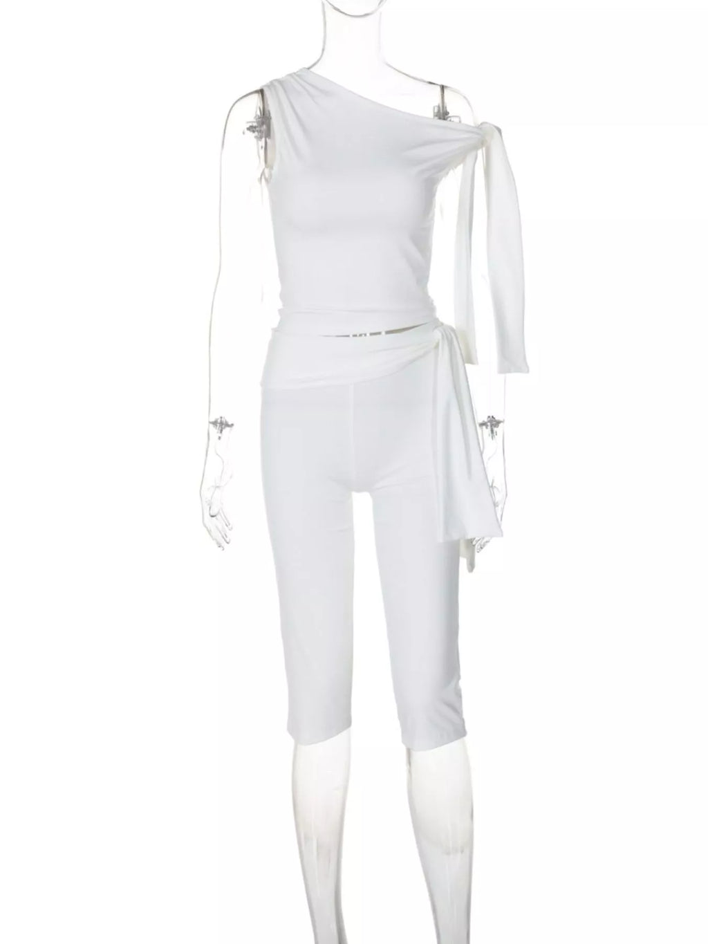 Tied One Shoulder Top Capris Set (6)