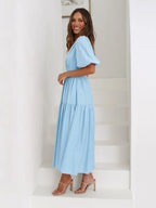 Surplice Half Puff Sleeve Midi Dress (12)