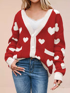 Heart Pattern Button-up Knit Cardigan (12)