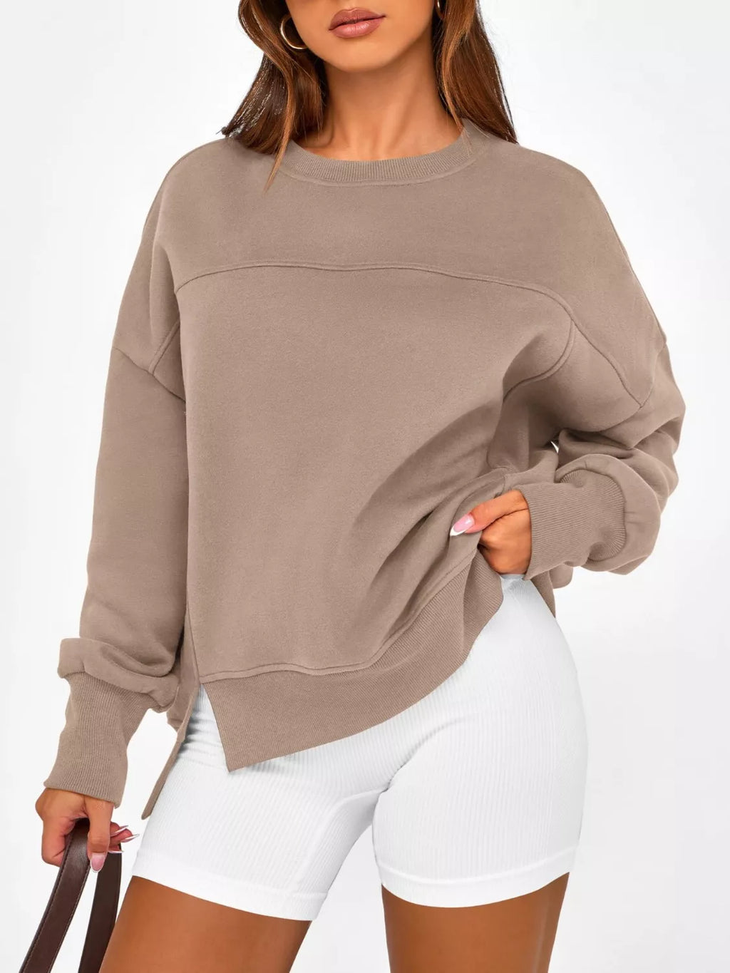 Casual Loose Side Slit Sweatshirt (27)
