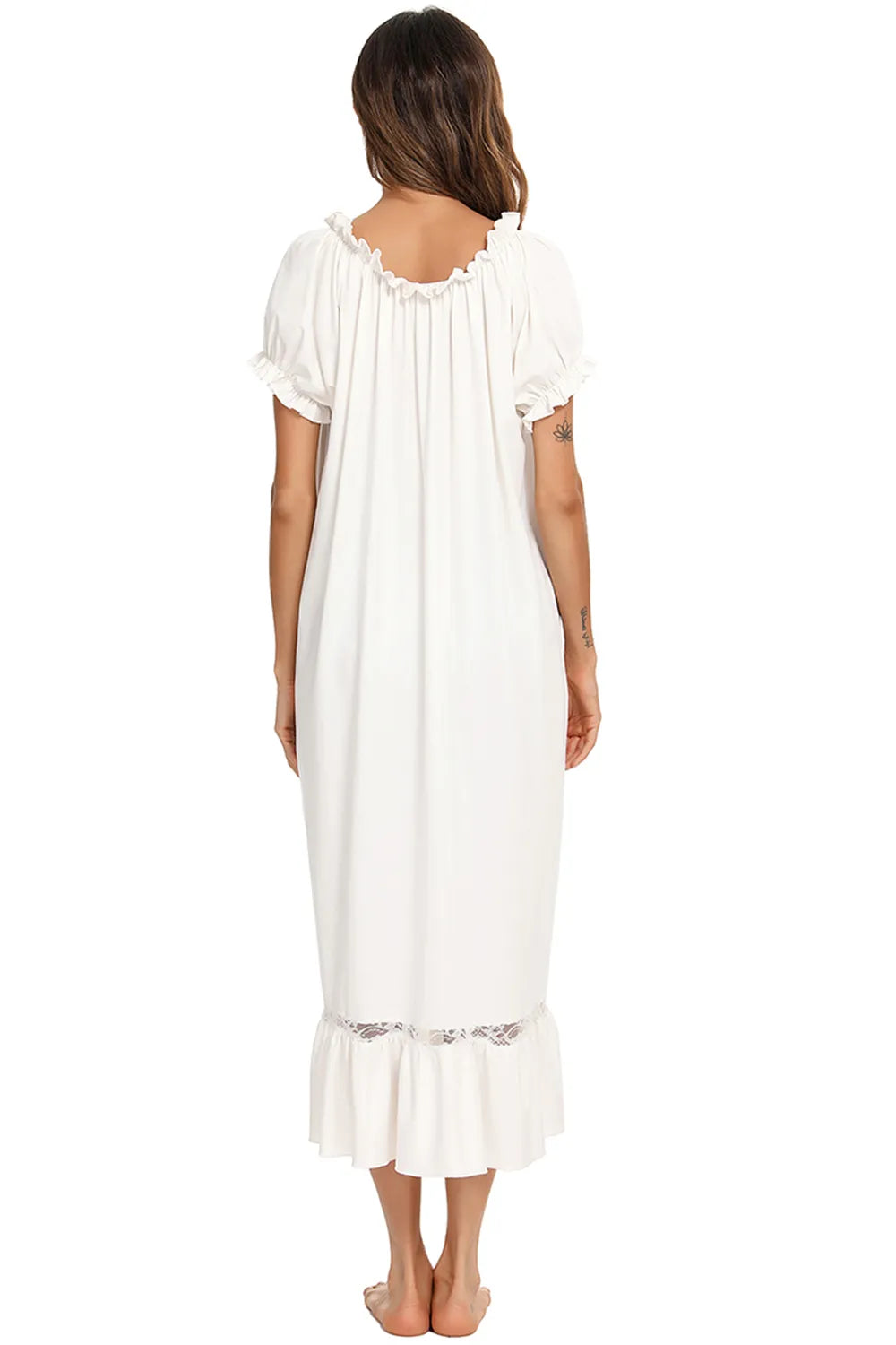 Lace Detail Short Sleeve Lounge Dress (14)