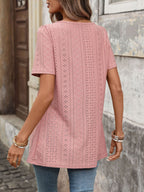 Eyelet Square Neck Short Sleeve Top (22)