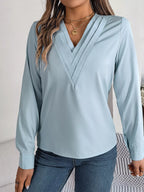 Layered V-neck Long Sleeve Blouse (6)