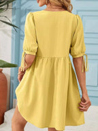 Tie-neck Puff Sleeve A-line Mini Dress (14)