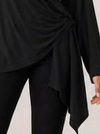 Long Sleeve Wrap T-shirt Side Knot Detail (9)
