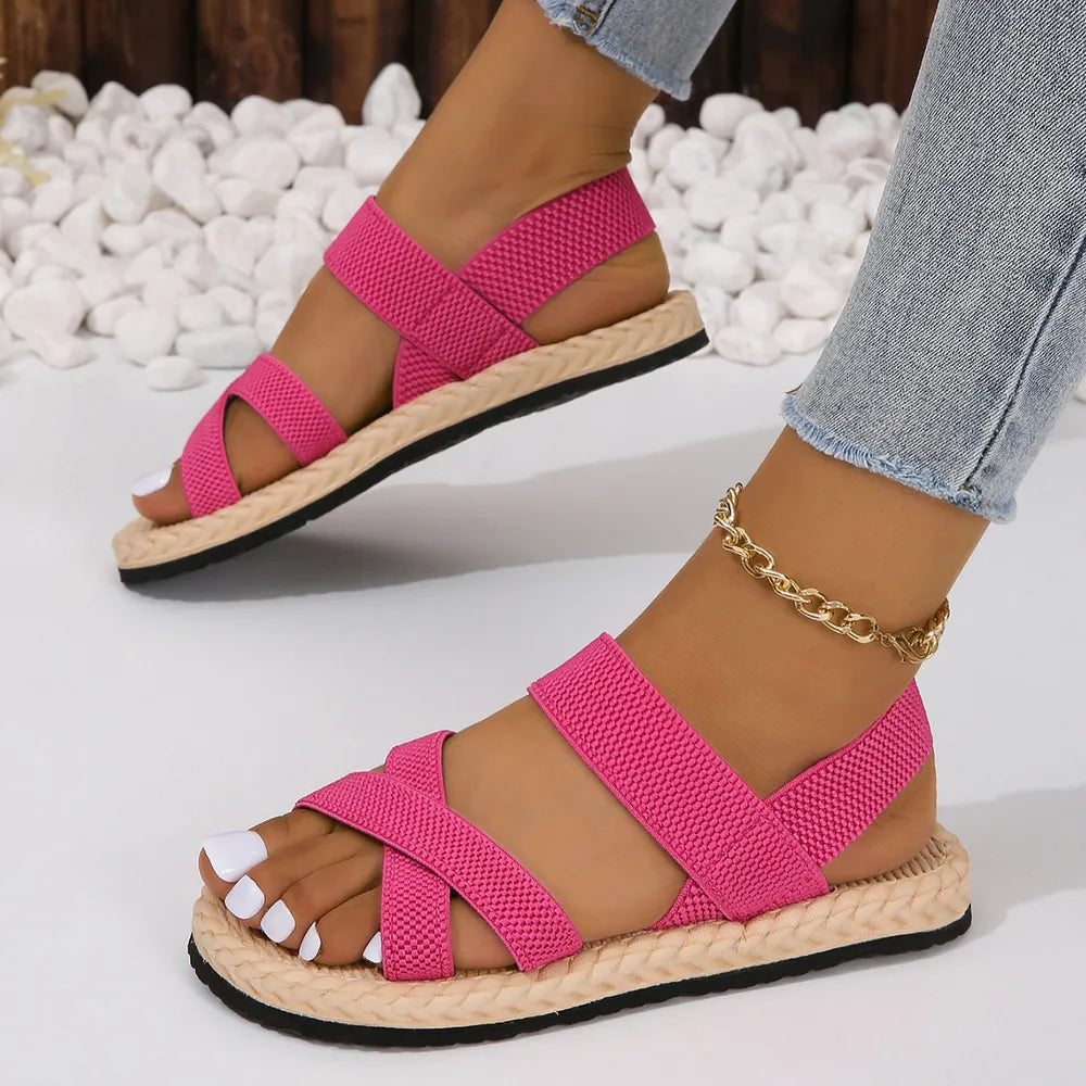 Crisscross Open Toe Flat Sandals (6)